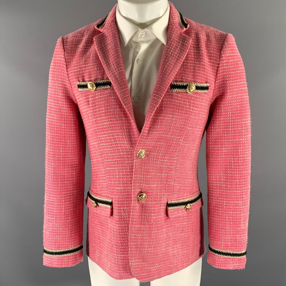 ORTTU Size XS Pink Gold Tweed Polyester Rayon Sport Coat